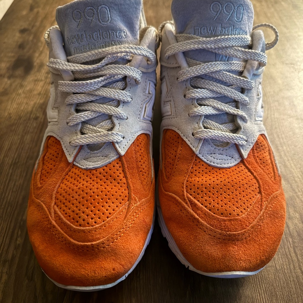 New Balance 990 Sneakers in Orange, Gray, Light Blue - Picture 6 of 9